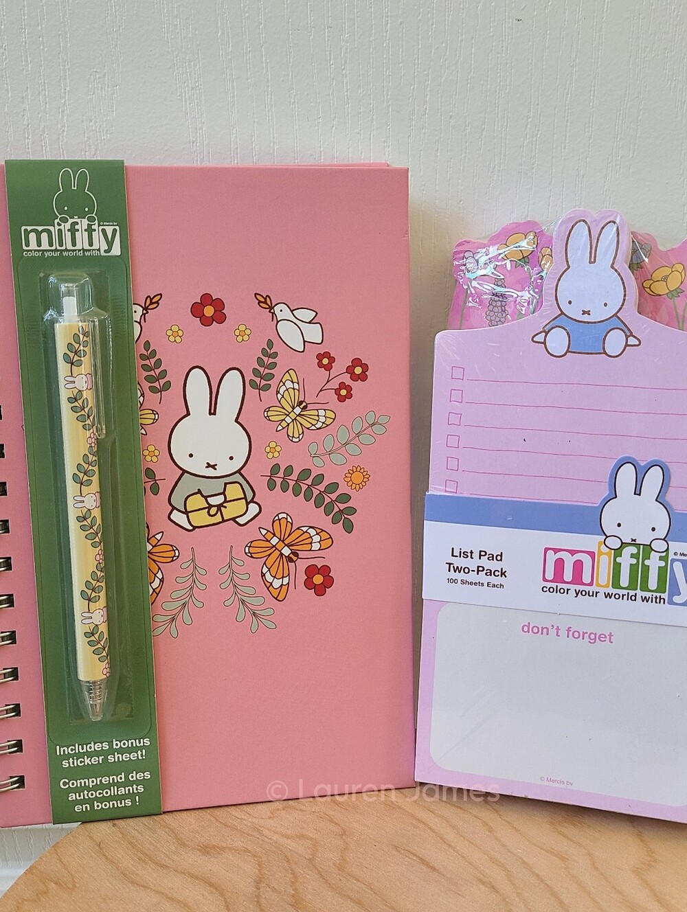 Miffy Pink Spring Meadow Floral Notebook & List Pad Stationery Set